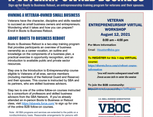 Boots to Business Reboot – Starting or Growing a Veteran-Owned Business