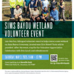 This Saturday! Sims Bayou Wetland Webinar and Volunteer Event, May 3 1